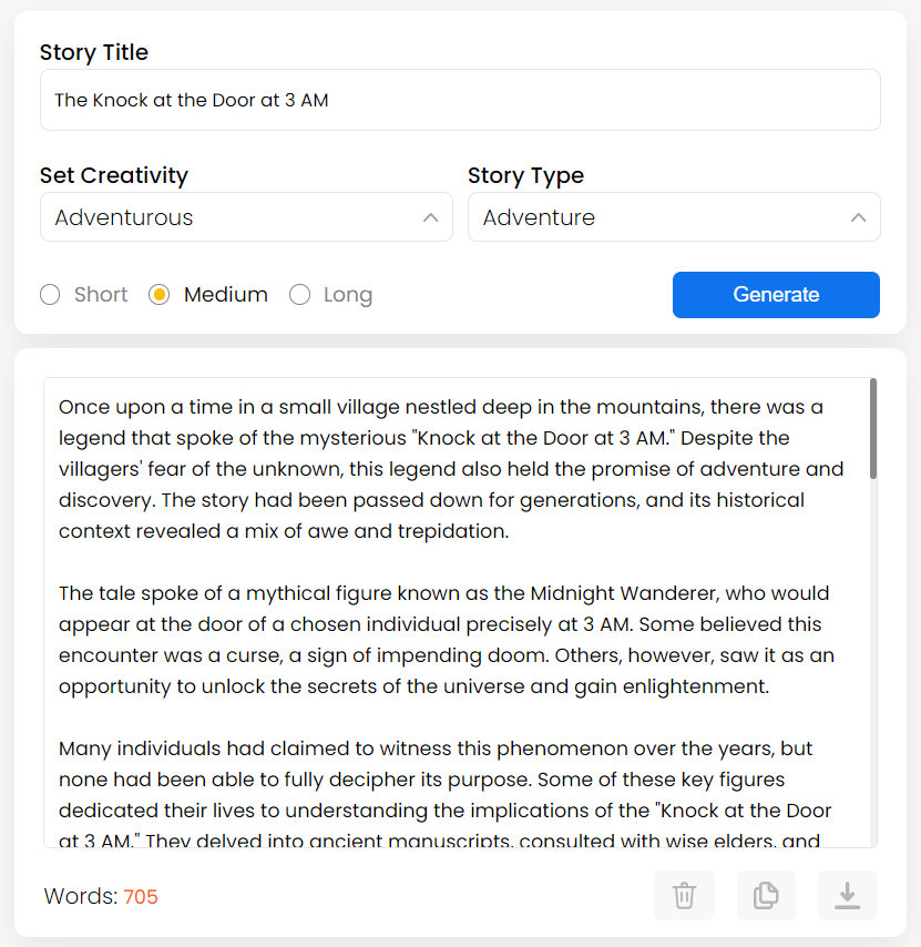 Rewording Tool’s Story Generator