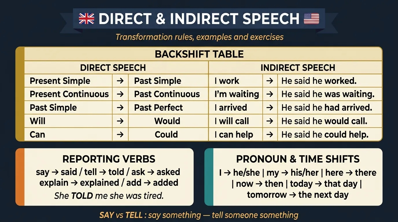 Direct Online Method Direct and Indirect Speech in English: Rules, Examples and Exercises ...