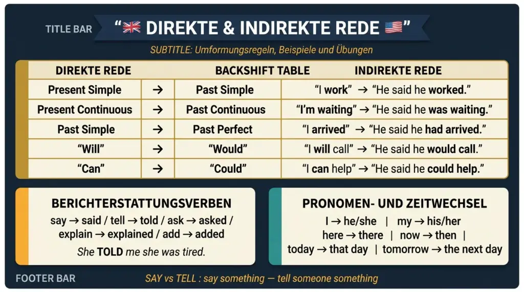 direkte indirekte rede englisch