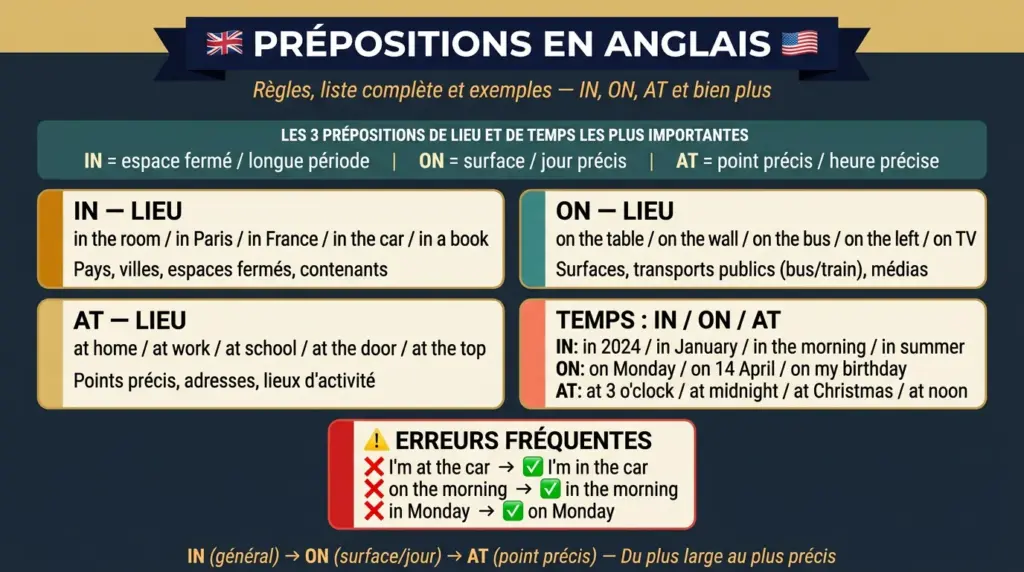 prepositions anglais